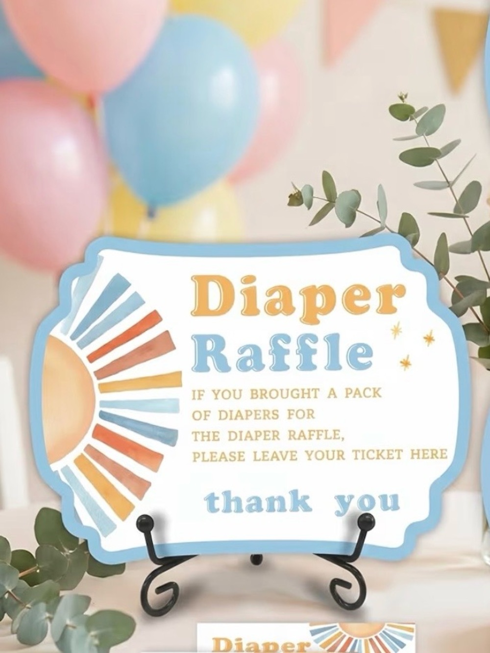 Wooden Diaper Raffle Sign and stand